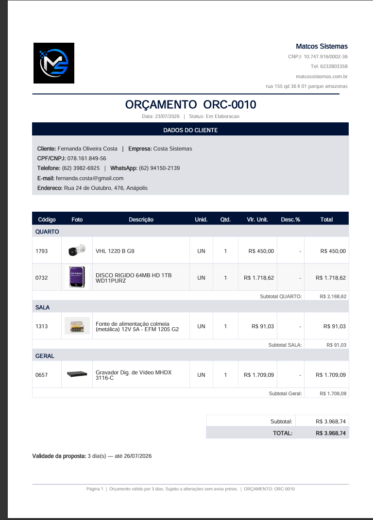 Orçamento em PDF